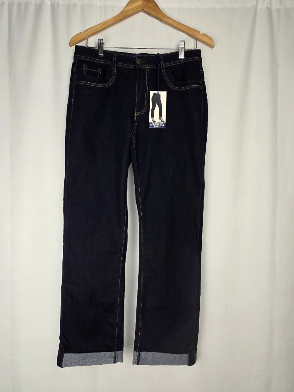 Santana Convertible Jeans Size 10x32 Dark Wash Straight Leg Cuffed Hem